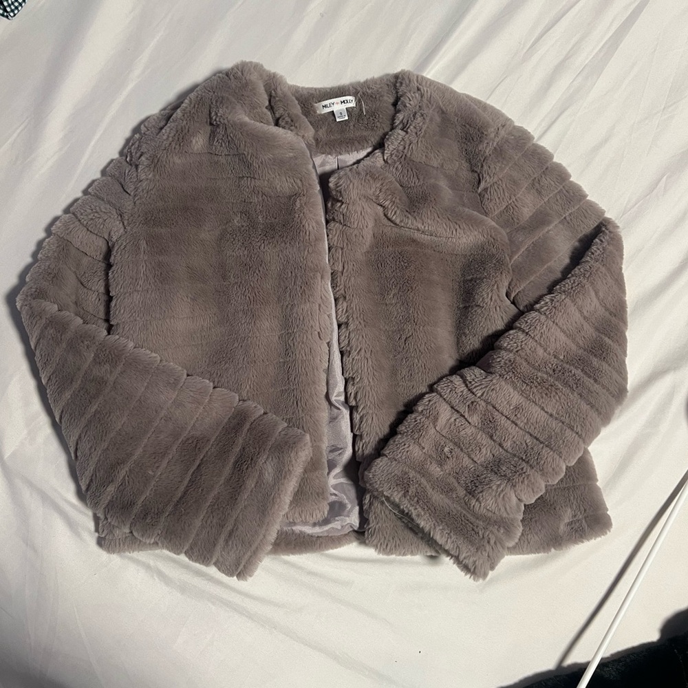 Gray Faux Fur Jacket